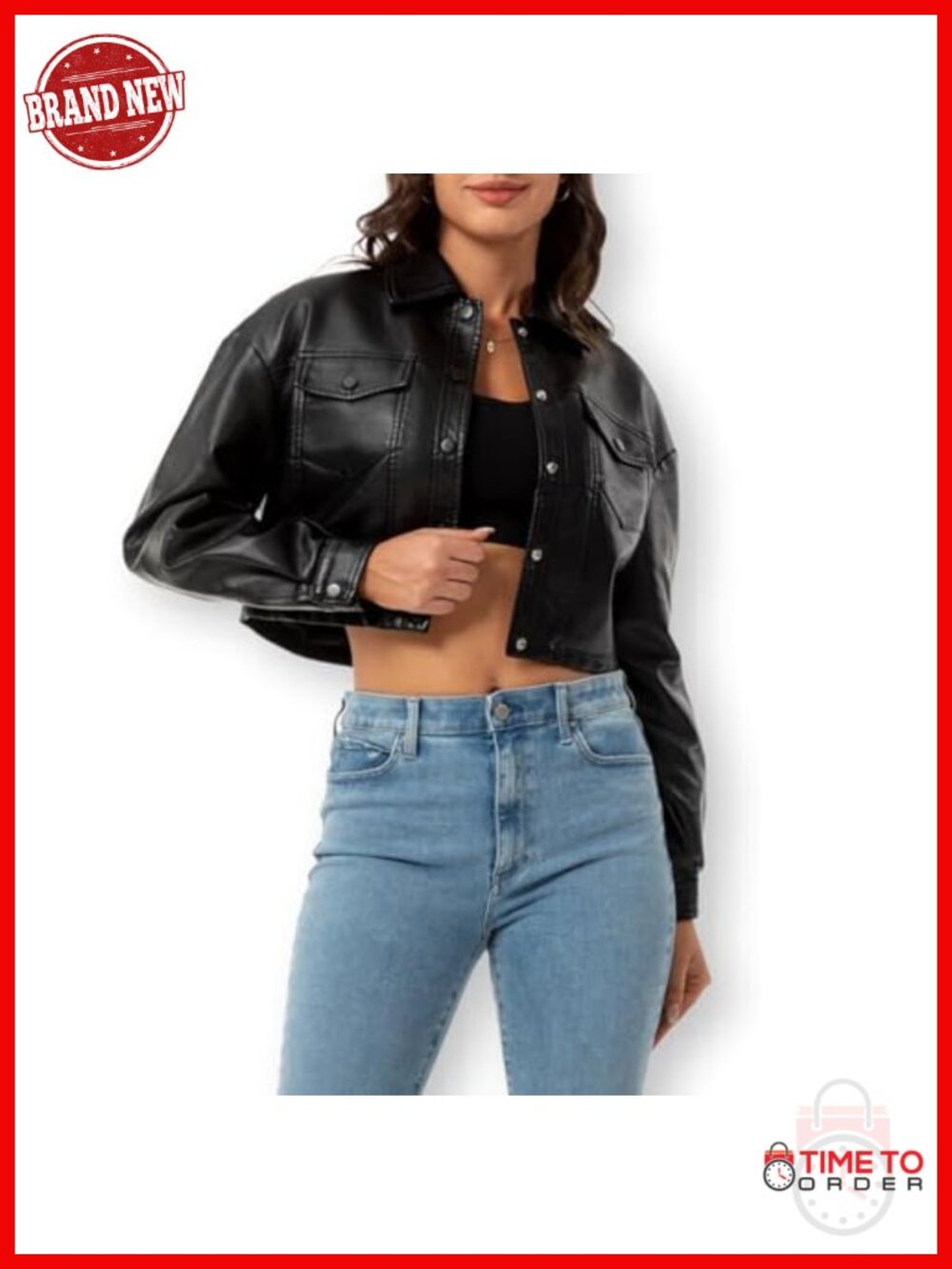 Faux Leather Cropped Moto Jacket